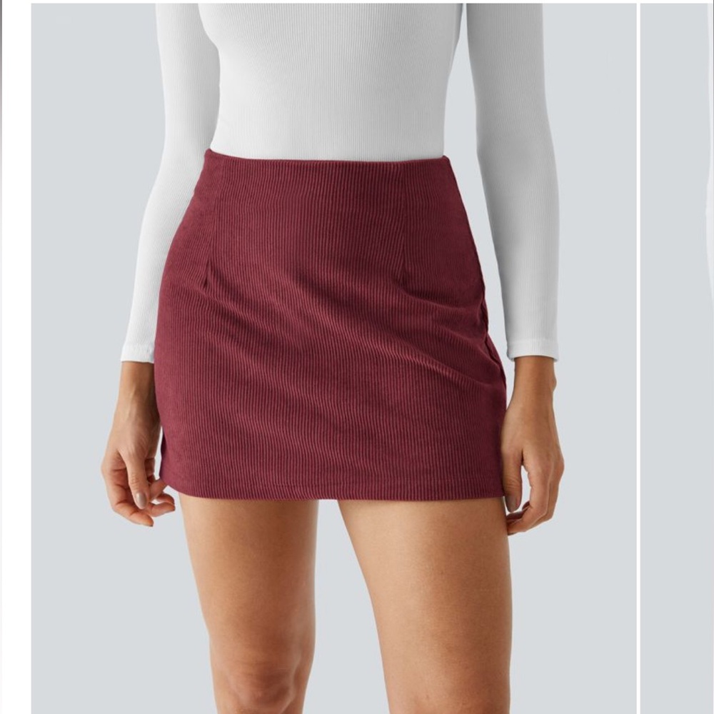 Halara 2in1 corduroy mini skirt